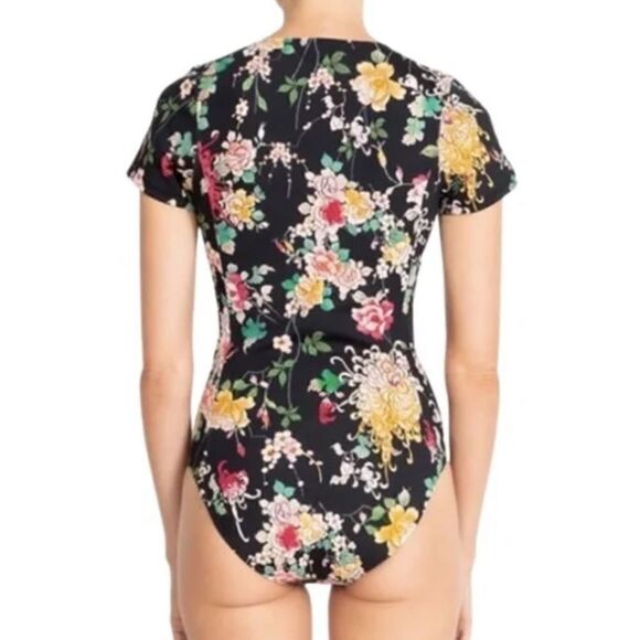Johnny Was black floral neoprene one piece swimsuit size small New - Picture 7 of 8